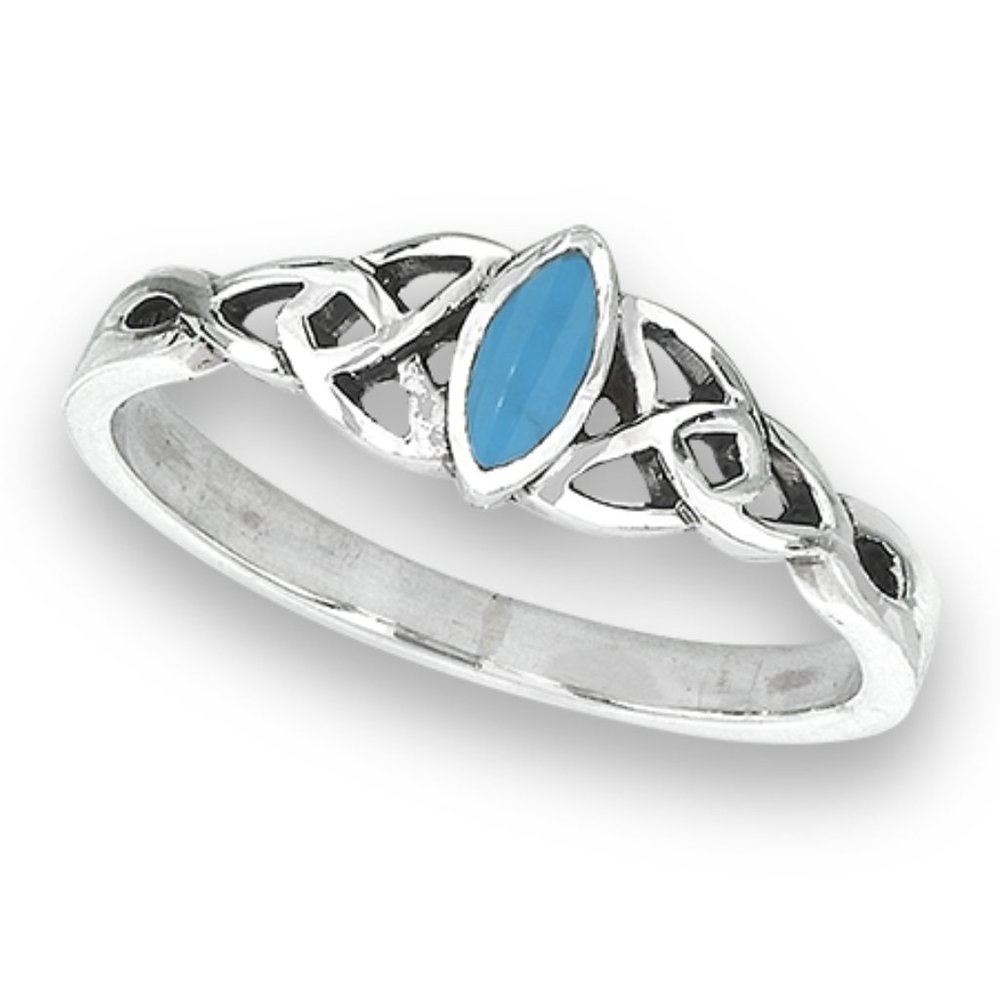 Sterling Silver Celtic Ring with Synthetic Turquoi